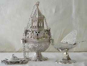 Solid silver Antique Thurible and Boat